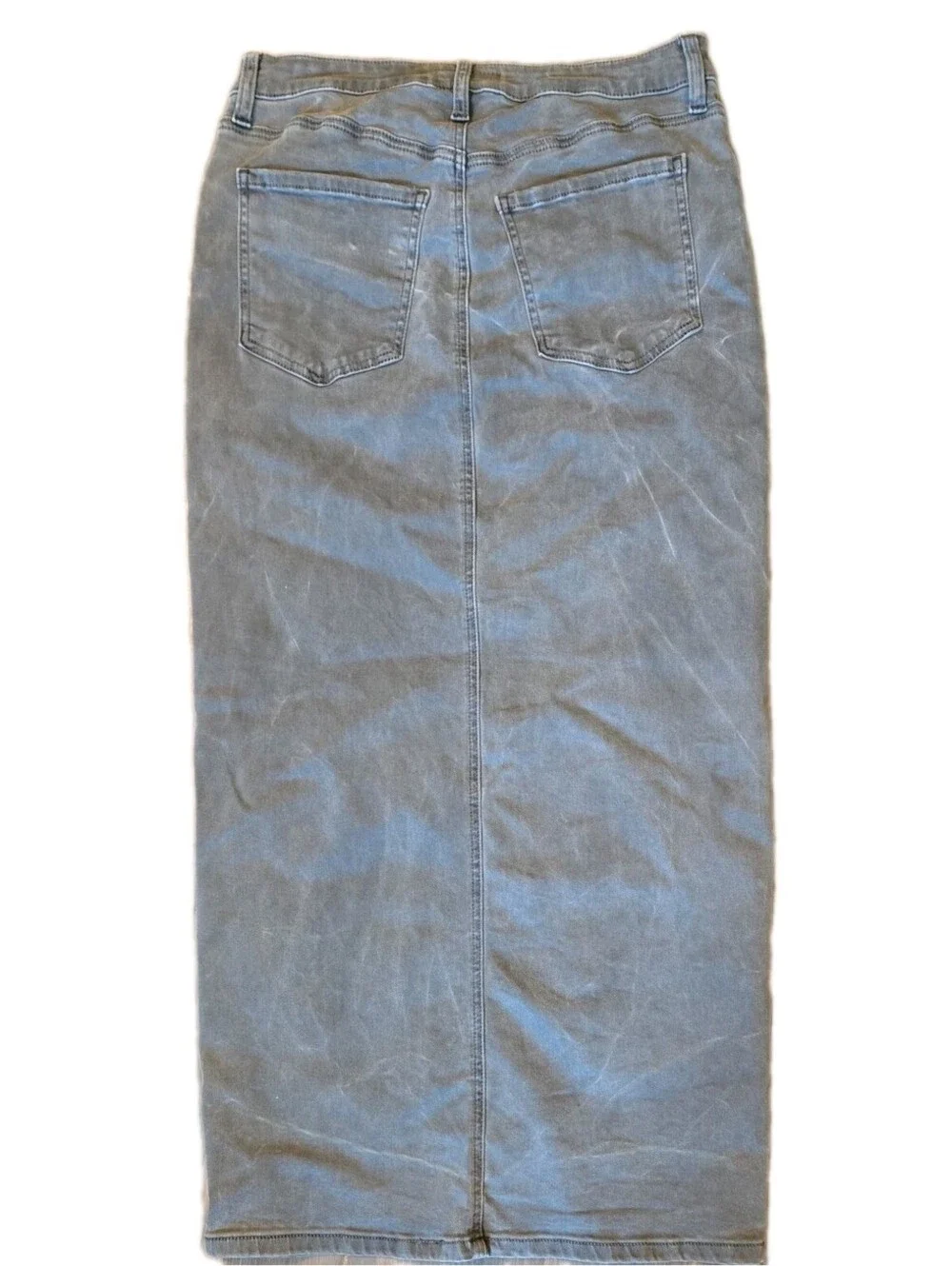 Kut from the kloth Sz 4 Long Maxi Skirt Gray Denim Kindra Boho Split Leg Womens